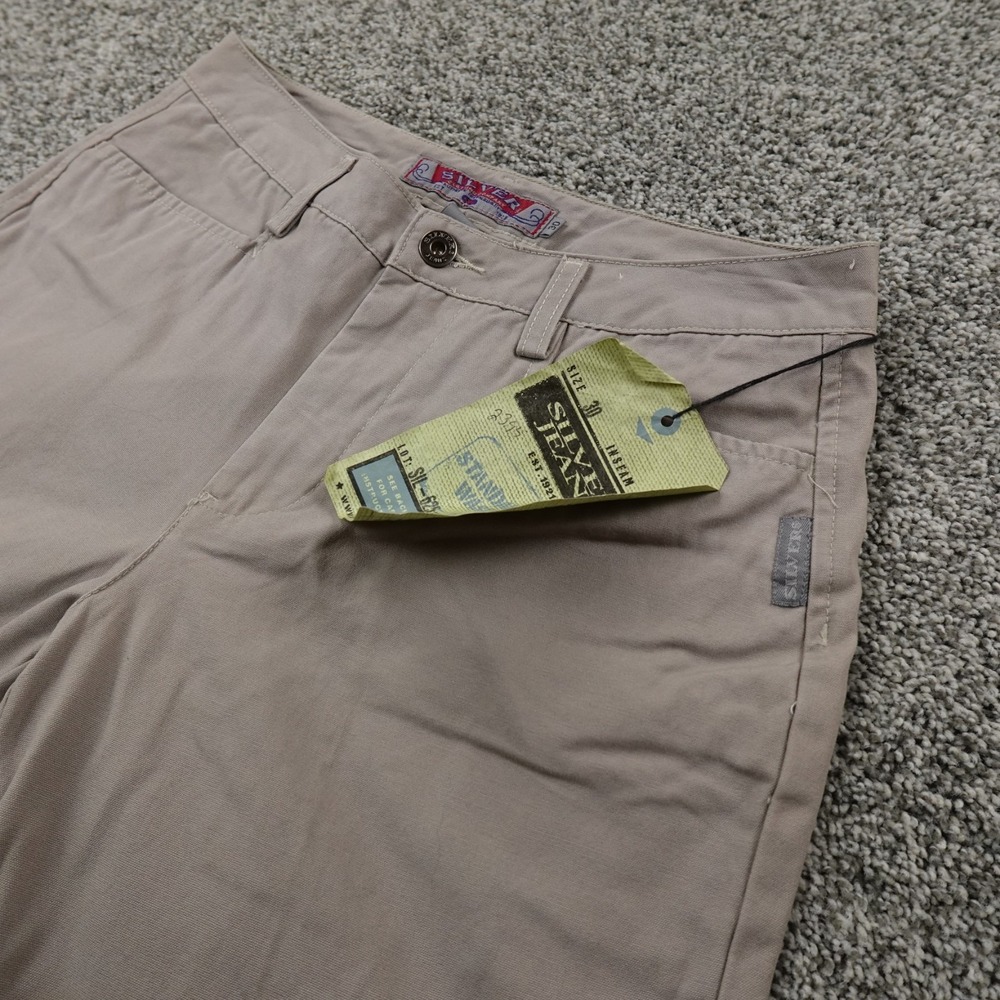 VTG NEW Silver Jeans Womens 30 Beige Chino Pants Flare Boot Western Grunge Y2K‎